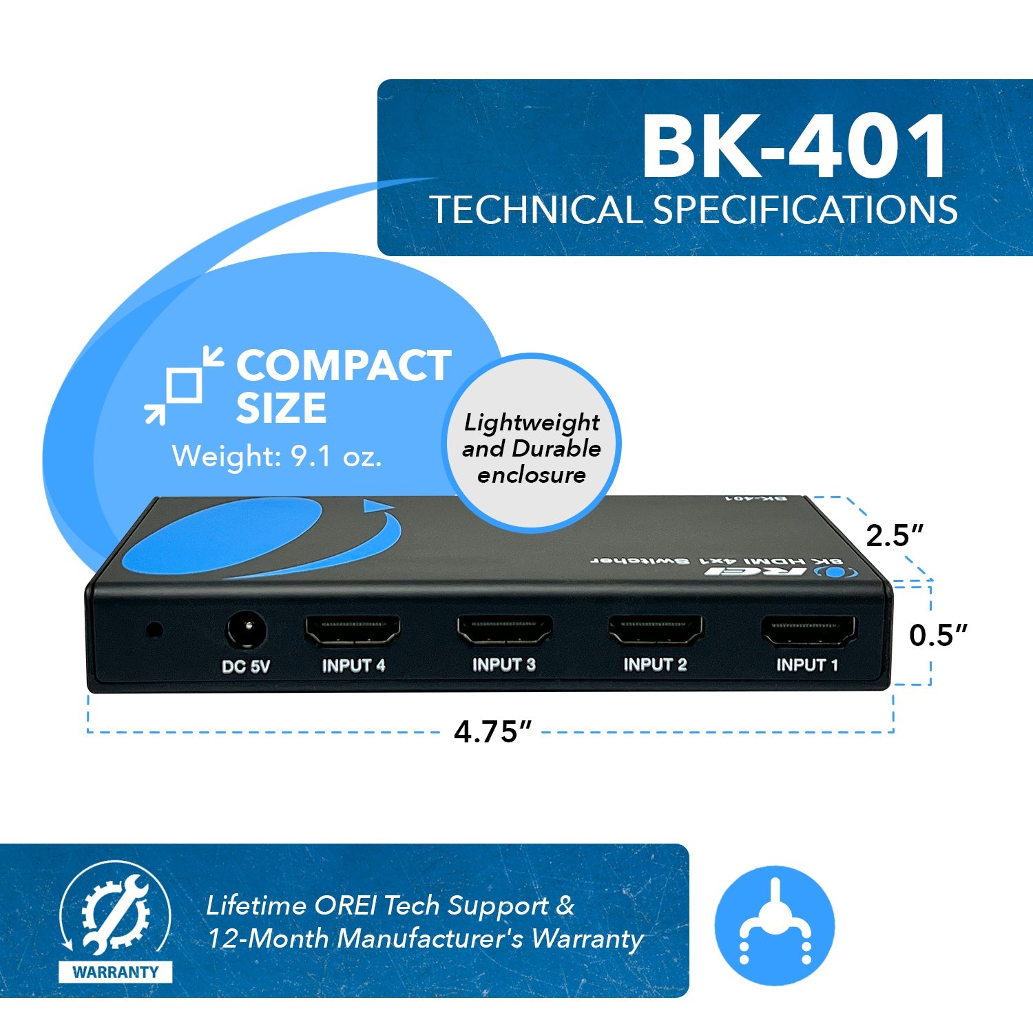 8K 4-port HDMI™ Switch-BK-401