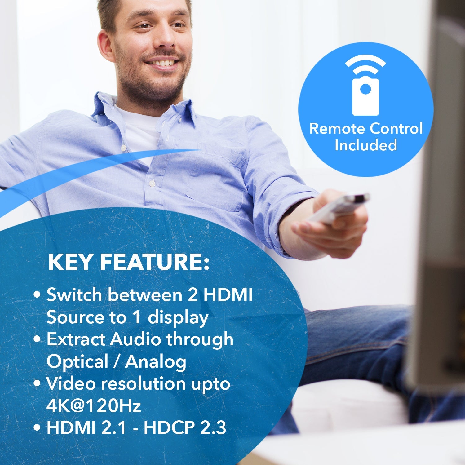 8K 2-port HDMI™ Switch (Audio Extract)-BK-21A
