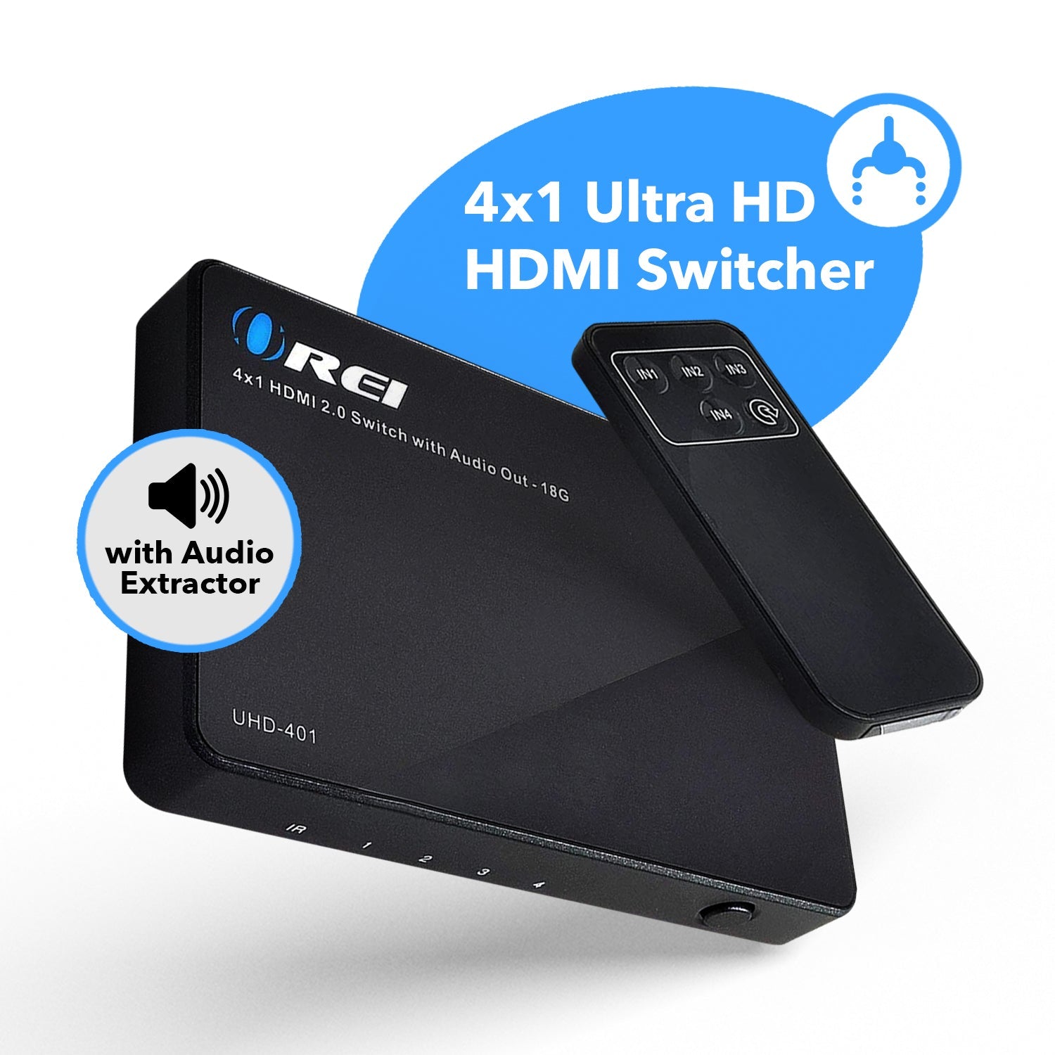 4K@60hz 4-port HDMI™ Switch (Audio Extract)-UHD-401