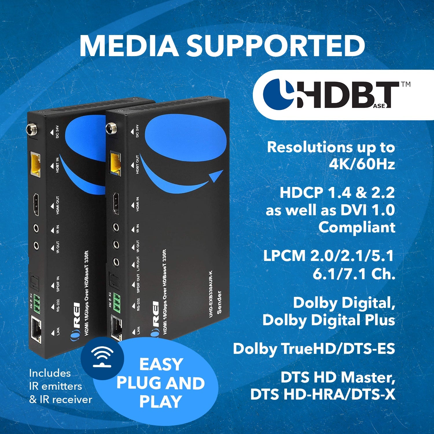 4K HDBaseT HDMI™ Extender (ARC, LAN & KVM) - 330ft (cat6)-UHD-EXB330AUR-K