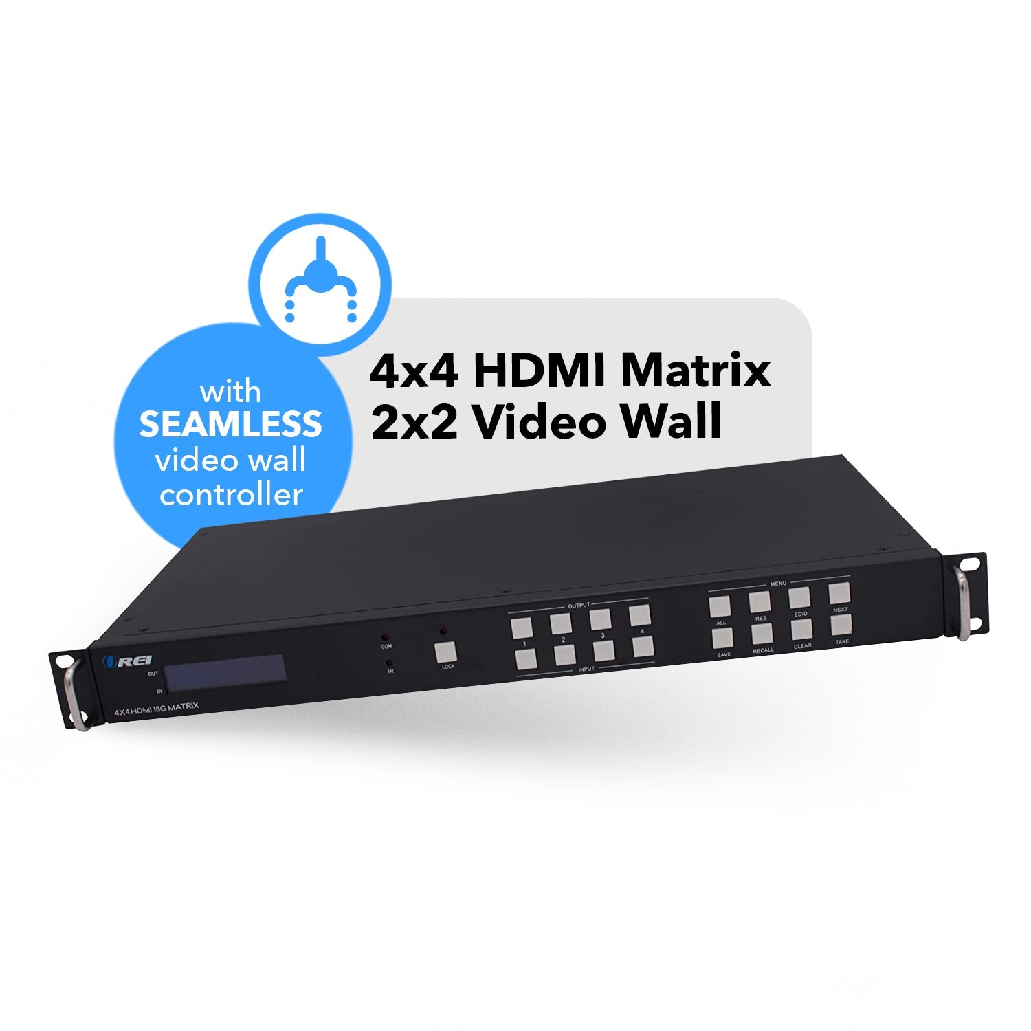 4K@60hz 4x4 HDMI™ Matrix w/ Video Wall (Seamless, Audio Extract)-UHD-404VW