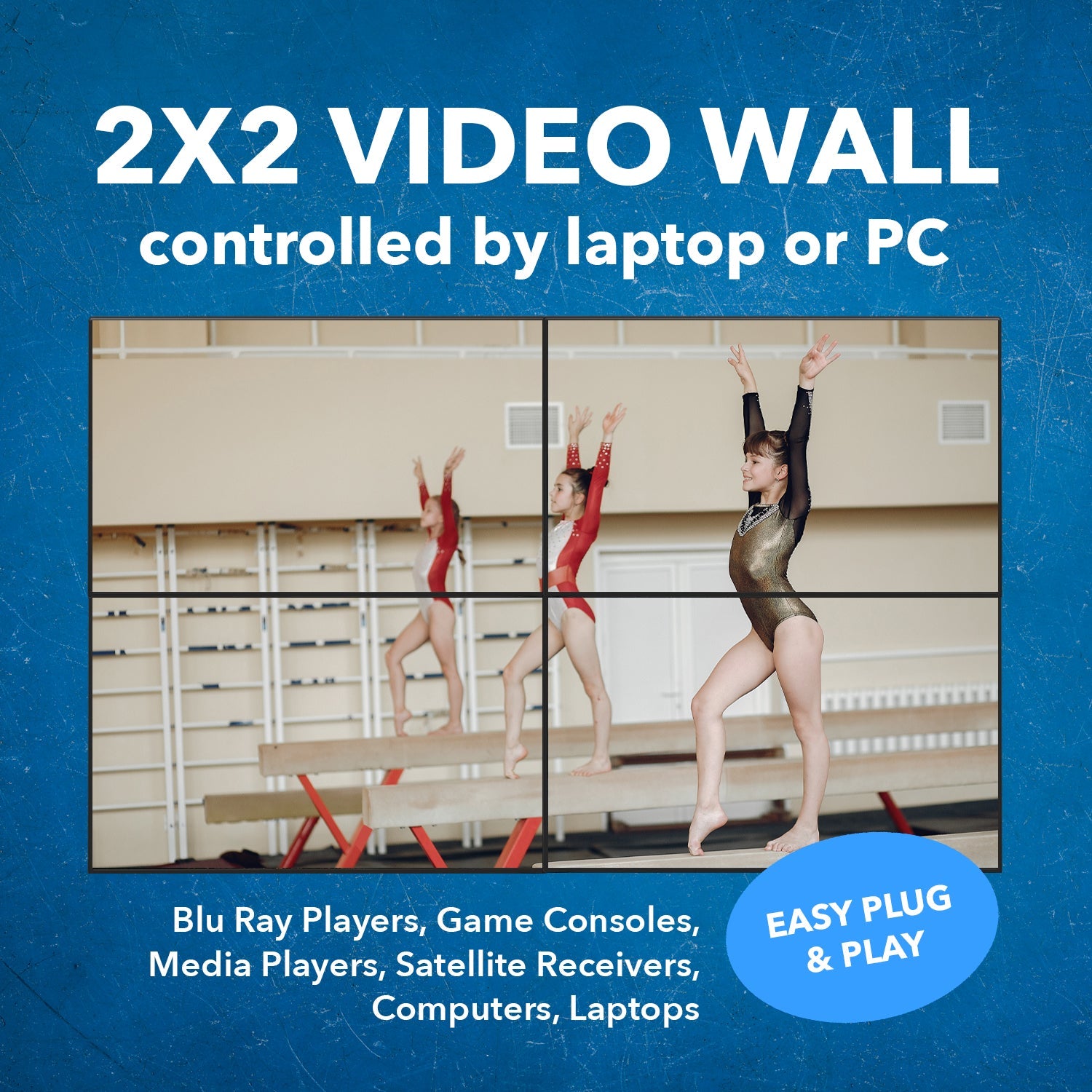 4K@60hz 4x4 HDMI™ Matrix w/ Video Wall (Seamless, Audio Extract)-UHD-404VW