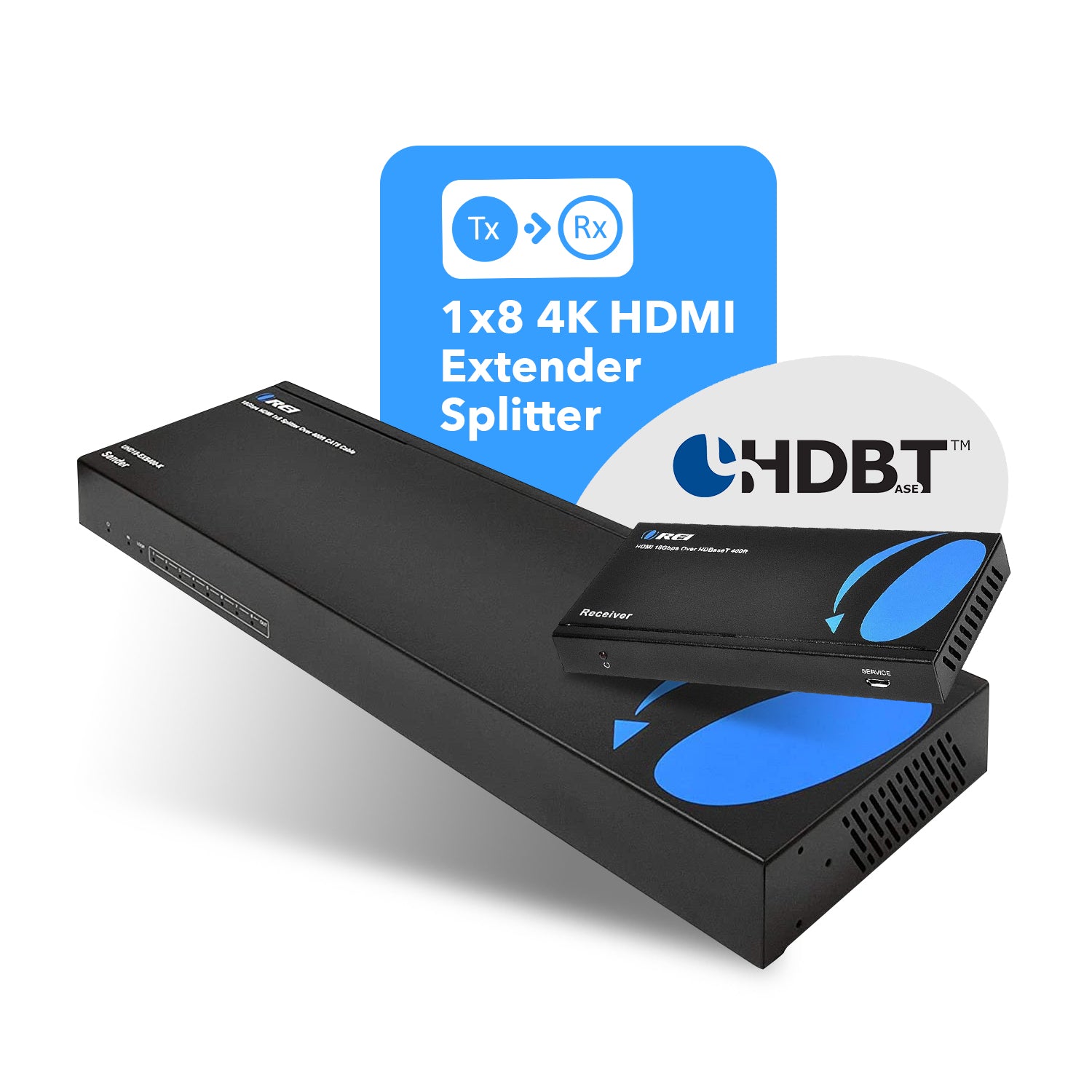 4K HDBaseT 1x8 HDMI™ Extender Splitter (Loop) - 400ft (cat6)-UHD18-EXB400-K