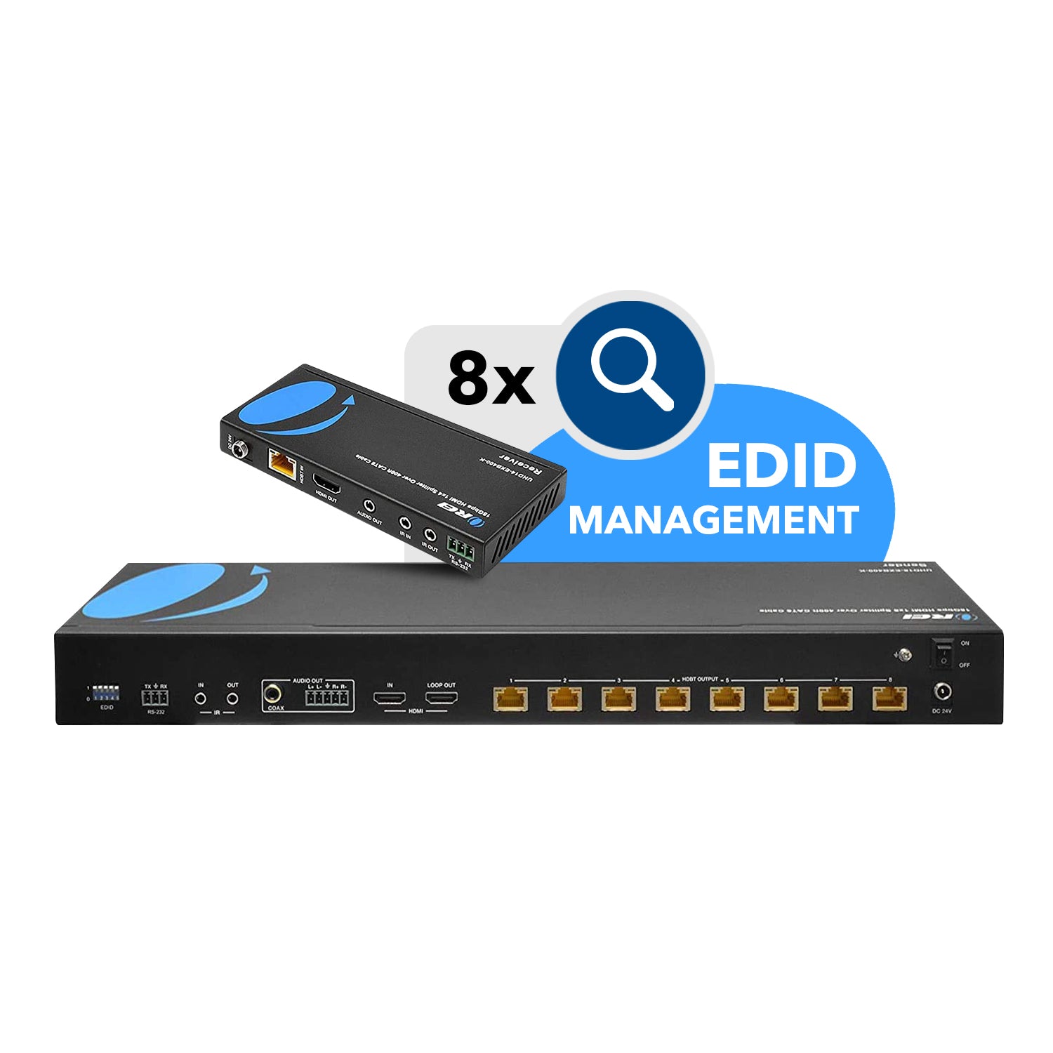4K HDBaseT 1x8 HDMI™ Extender Splitter (Loop) - 400ft (cat6)-UHD18-EXB400-K