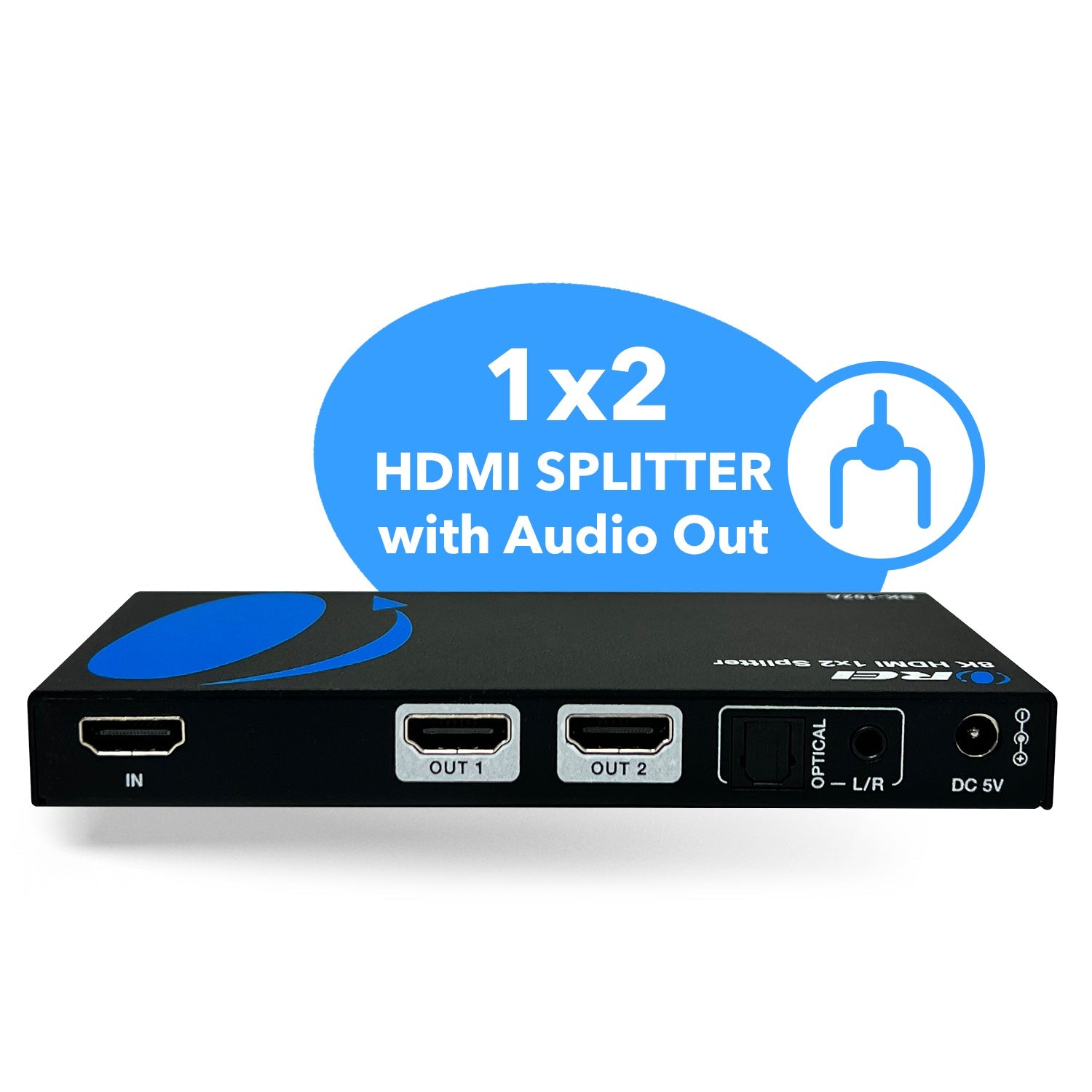 8K 1x2 HDMI™ Splitter (Downscaler, Audio Extract)-BK-102A