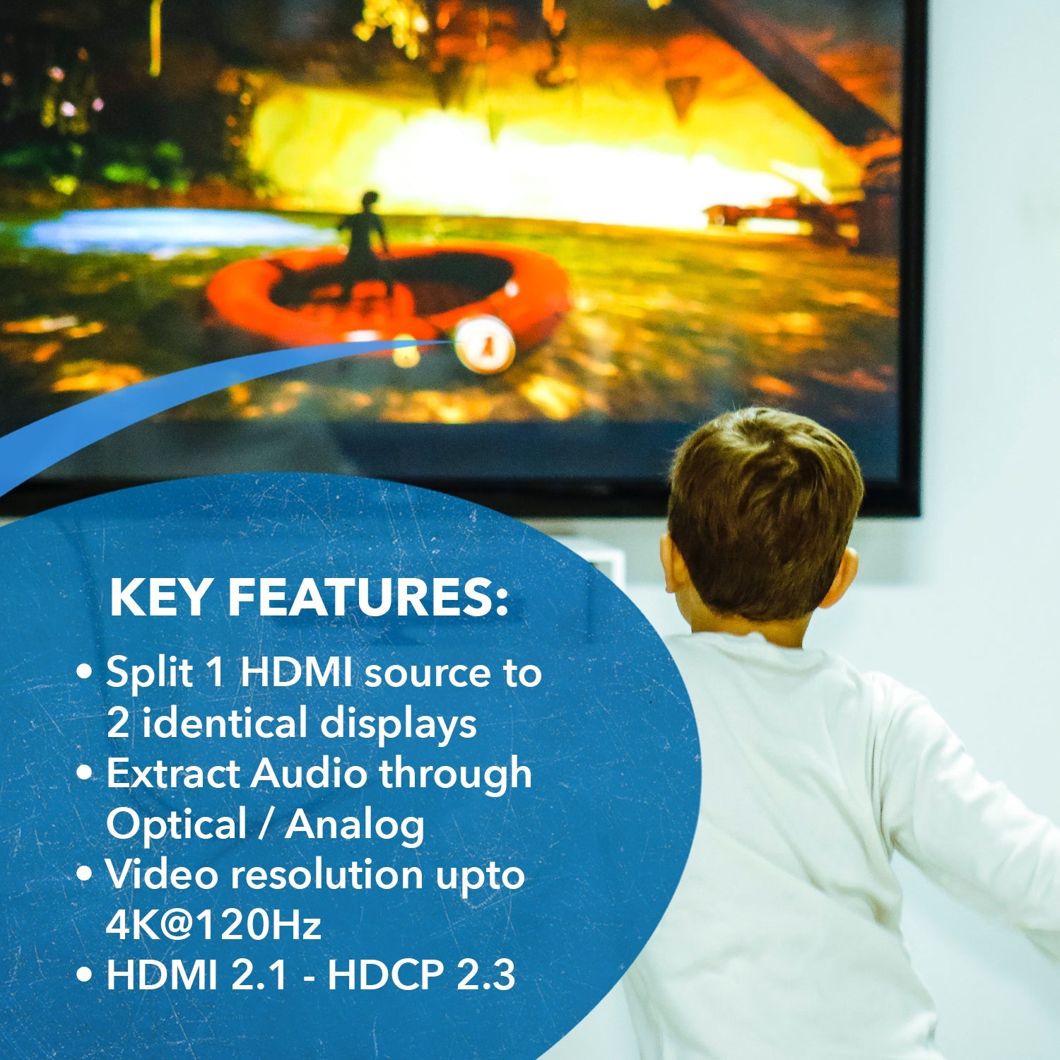 8K 1x2 HDMI™ Splitter (Downscaler, Audio Extract)-BK-102A