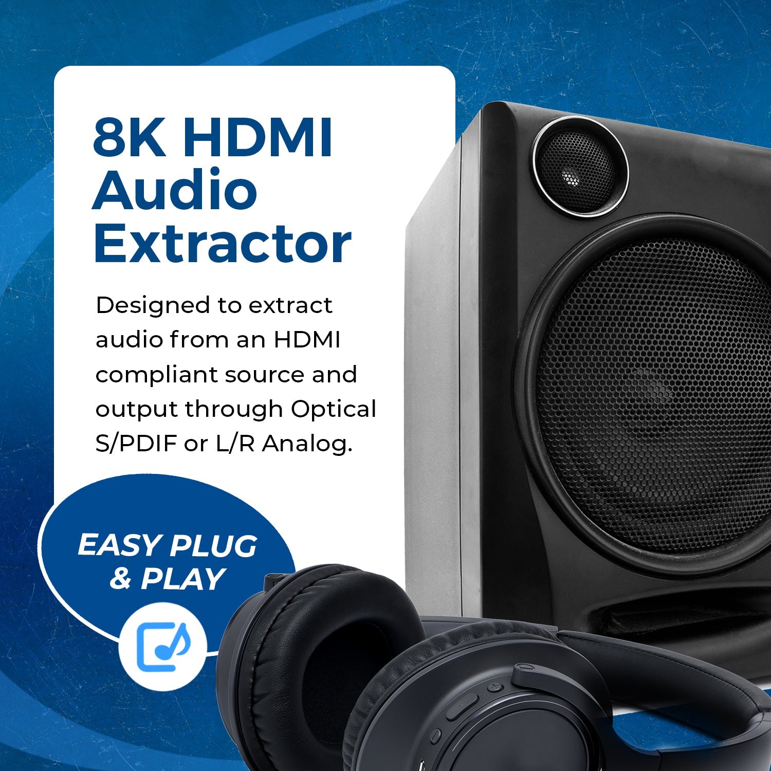 8K HDMI™ or eARC Audio Extractor (3.5mm, Optical)-BKA-1