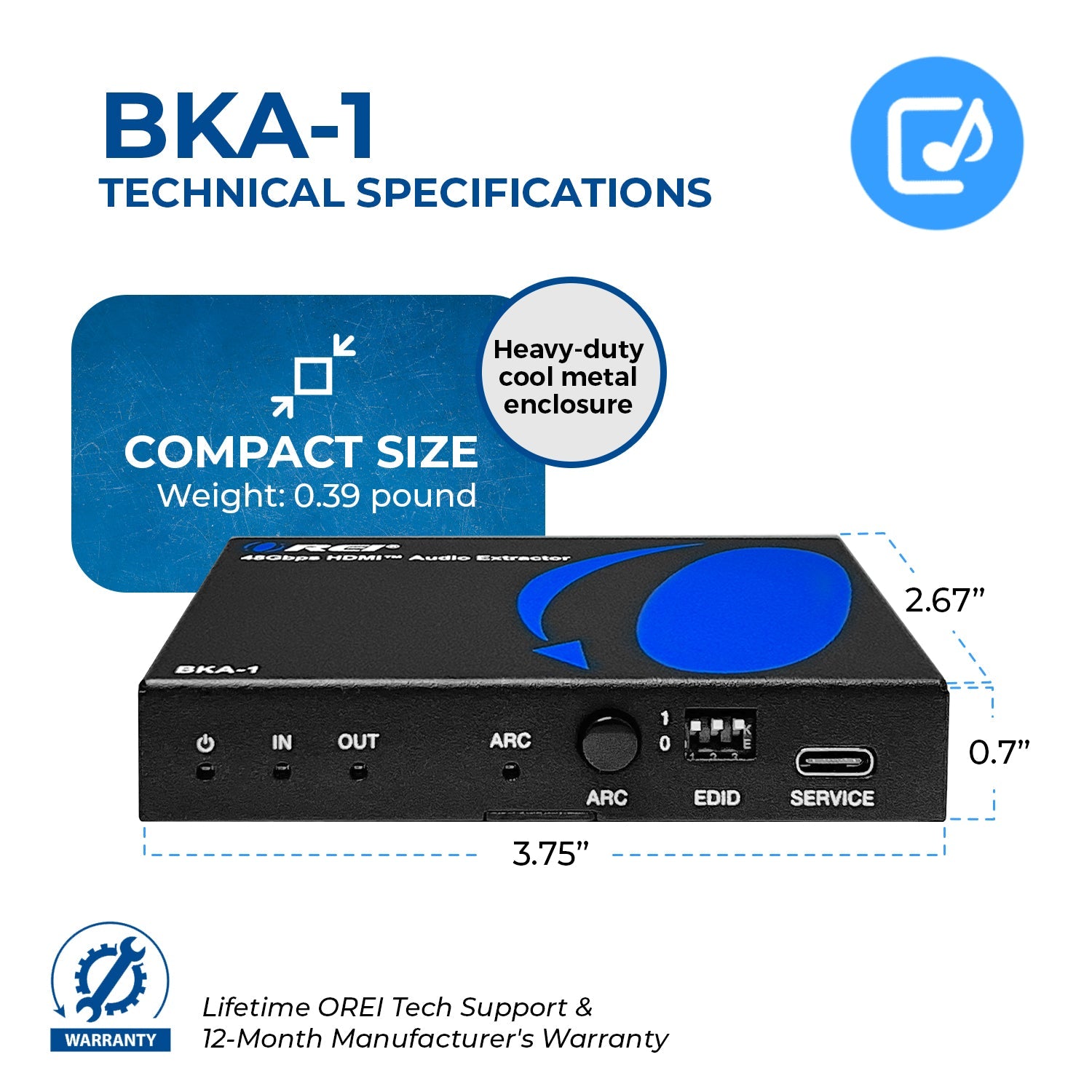 8K HDMI™ or eARC Audio Extractor (3.5mm, Optical)-BKA-1