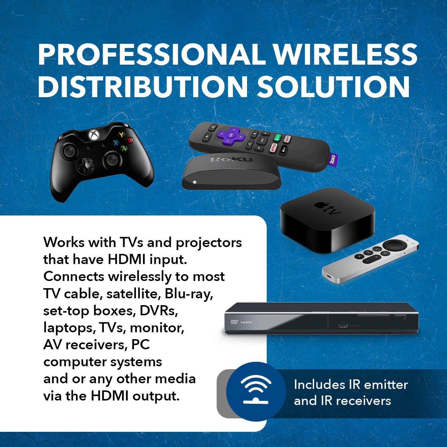 4K@60hz  Wireless HDMI™ Extender (Loop, IR) - 165ft (WUHD-165-K)