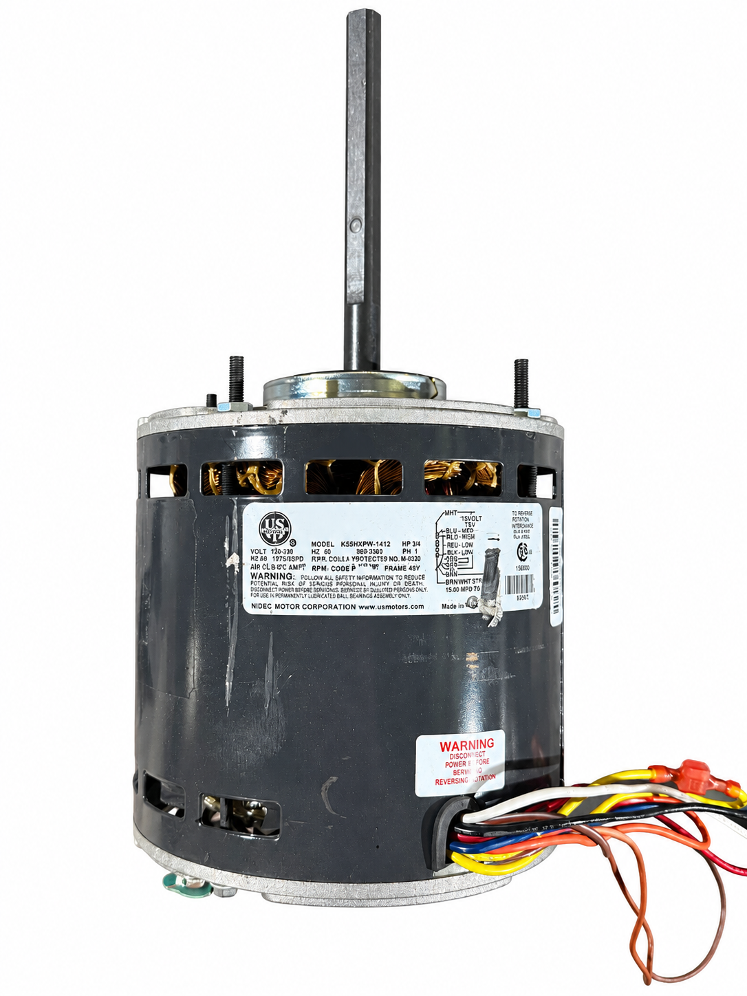 US Motors K55HXWPY-1412 3/4HP 115V 1075RPM 3SPD Furnace Blower Motor