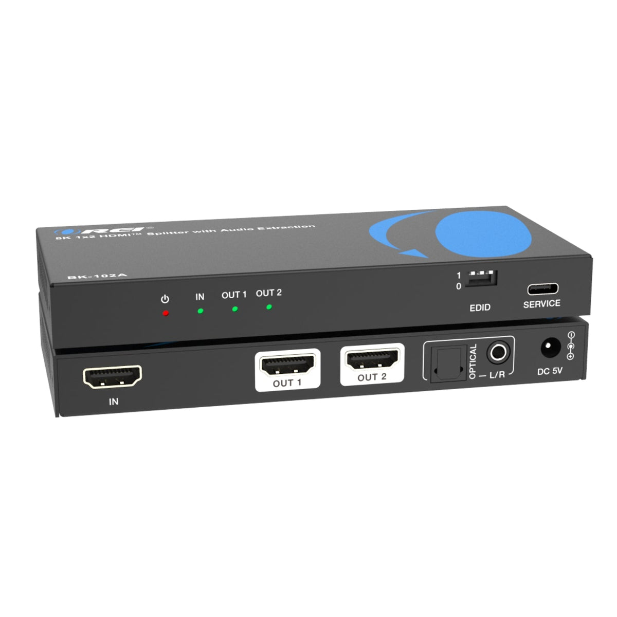 8K 1x2 HDMI™ Splitter (Downscaler, Audio Extract) (BK-102A)