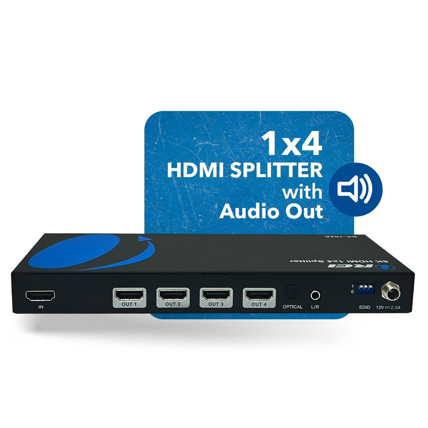 8K 1x4 HDMI™ Splitter (Downscaler, Audio Extract)-BK-104A
