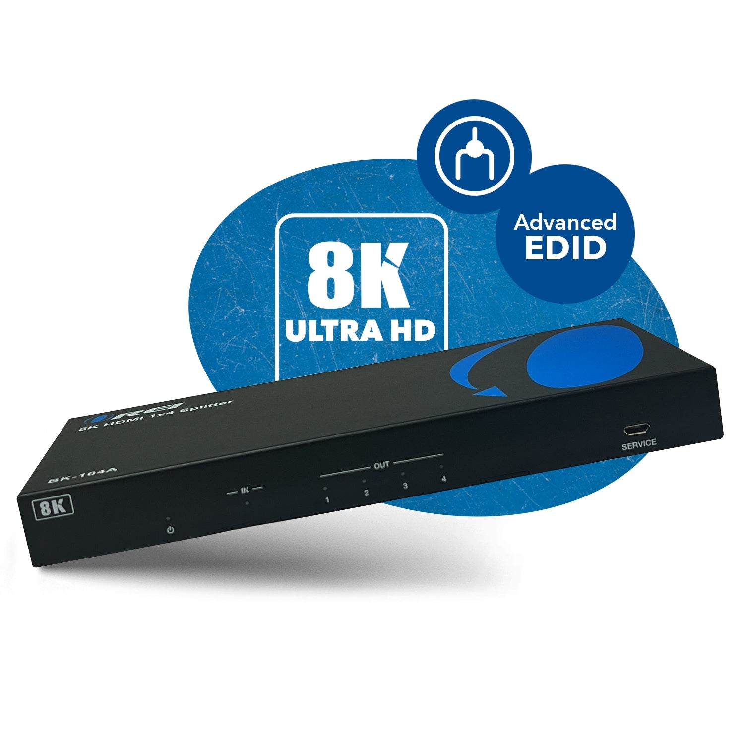 8K 1x4 HDMI™ Splitter (Downscaler, Audio Extract)-BK-104A