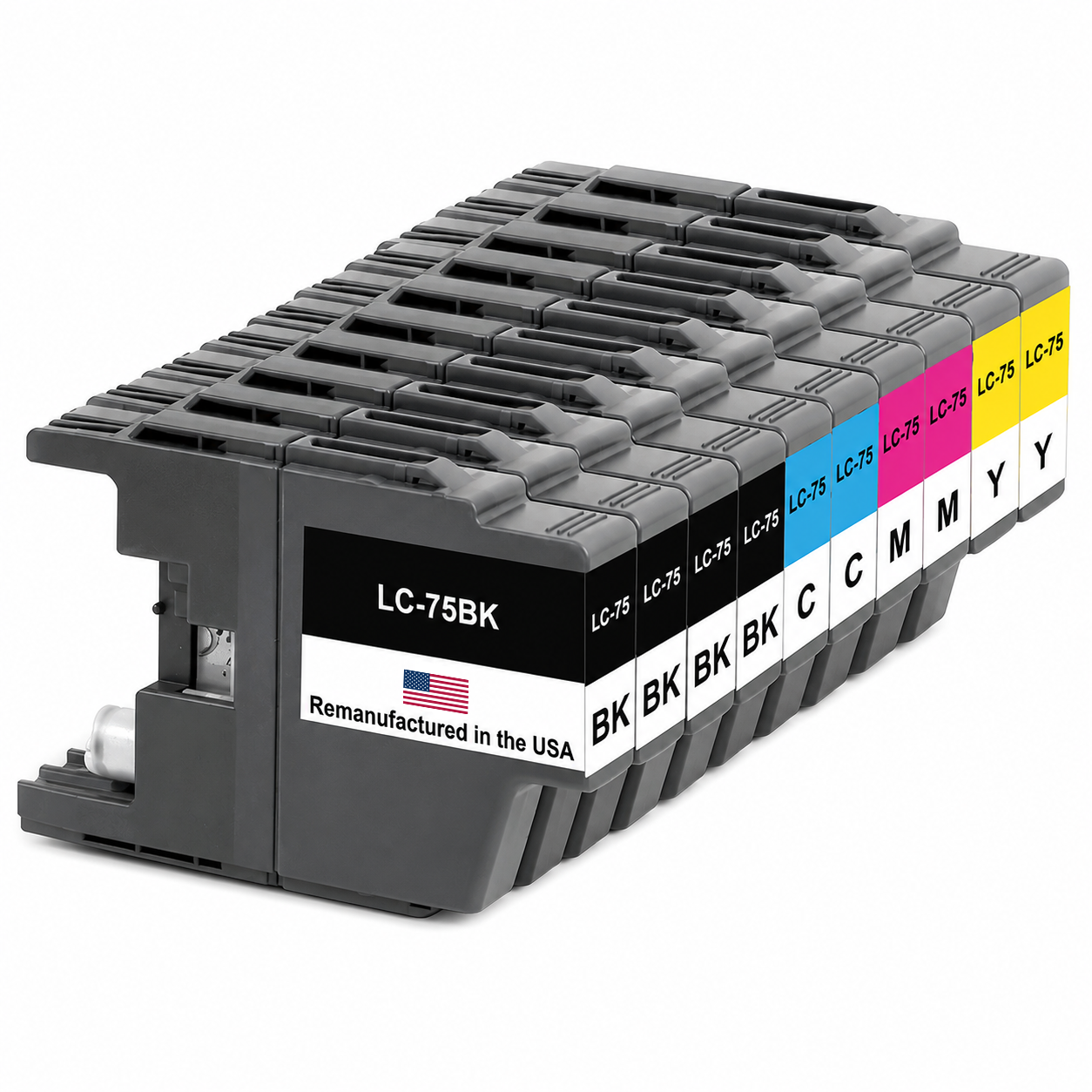 U.S. Remanufactured for Brother LC75 4 Black /  2 Each Color Ink Cartridges 10-pack