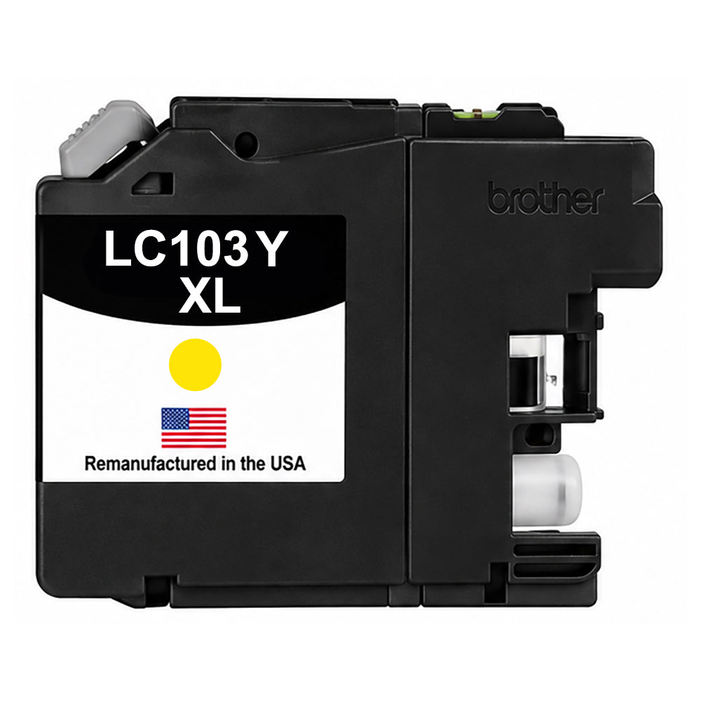 U.S. Remanufactured for Brother LC103XLY High Yield Yellow Ink Cartridge