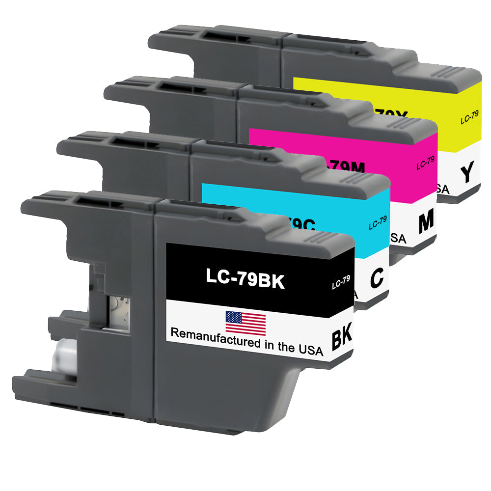 U.S. Remanufactured for Brother LC79 1 Black /  3 Color Ink Cartridges 4-pack