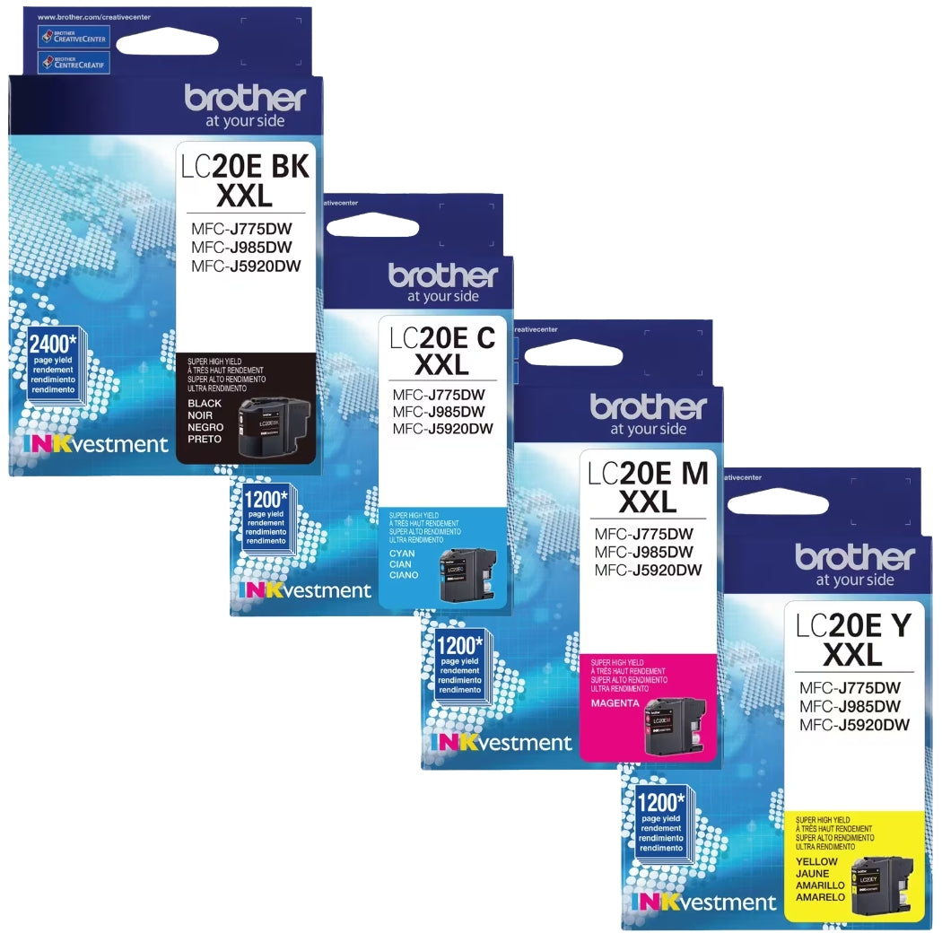 New, Pre-Owned - Brother LC20E Extra High Yield Black and Color Ink Cartridges