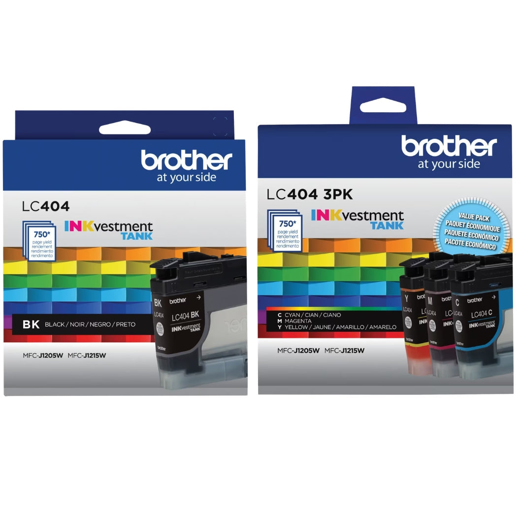 New, Pre-Owned - Brother LC404 Standard-Yield Black and Color Ink Cartridges, LC404 4-Pack