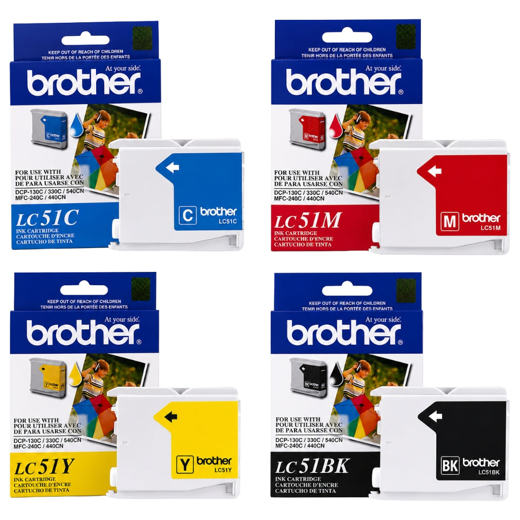 New, Pre-Owned - Brother LC51 Black, Cyan, Magenta & Yellow Ink Cartridge