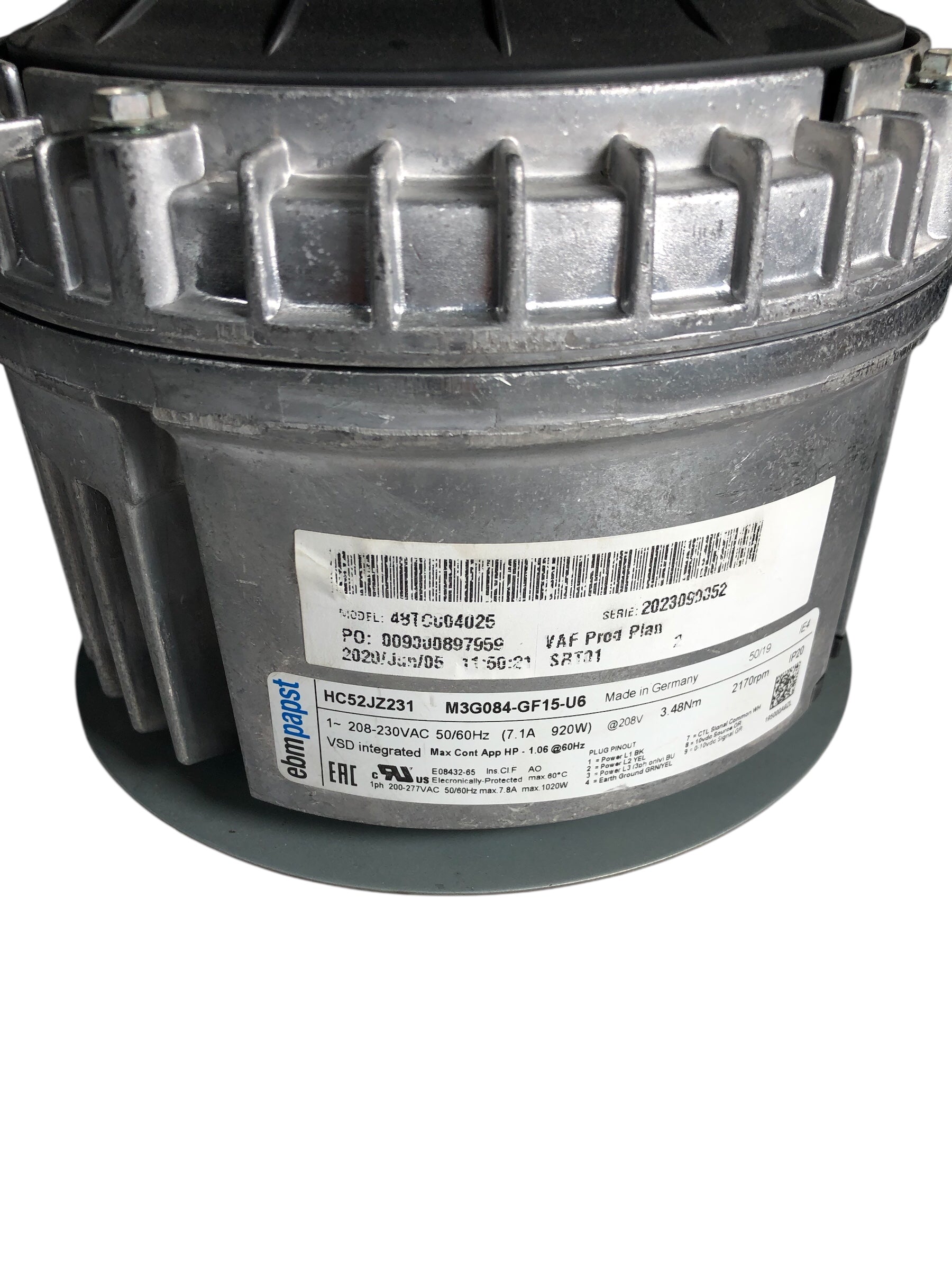 EBMPAPST HC54JZ231, BLOWER MOTOR M3G084-GF09 (Refurbed)