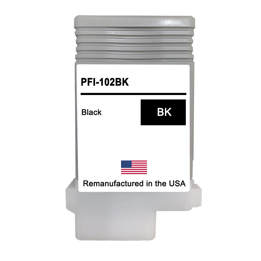 U.S. Remanufactured for Canon PFI-102BK 130ml Black Ink Cartridge