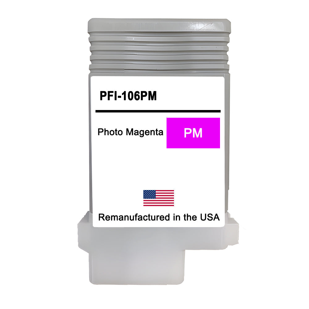 U.S. Remanufactured for Canon PFI-106PM 130ml Photo Magenta Ink Cartridge