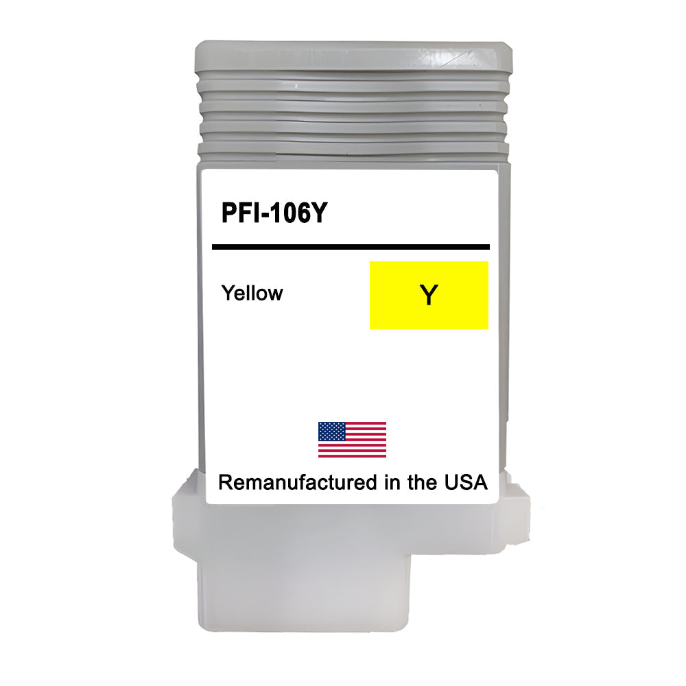 U.S. Remanufactured for Canon PFI-106Y 130ml Yellow Ink Cartridge