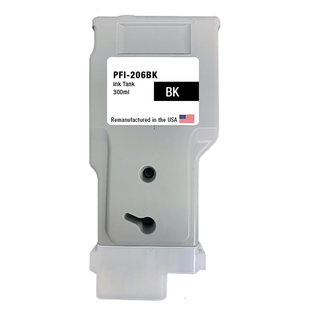 U.S. Remanufactured for Canon PFI-206BK 300ml Black Ink Cartridge