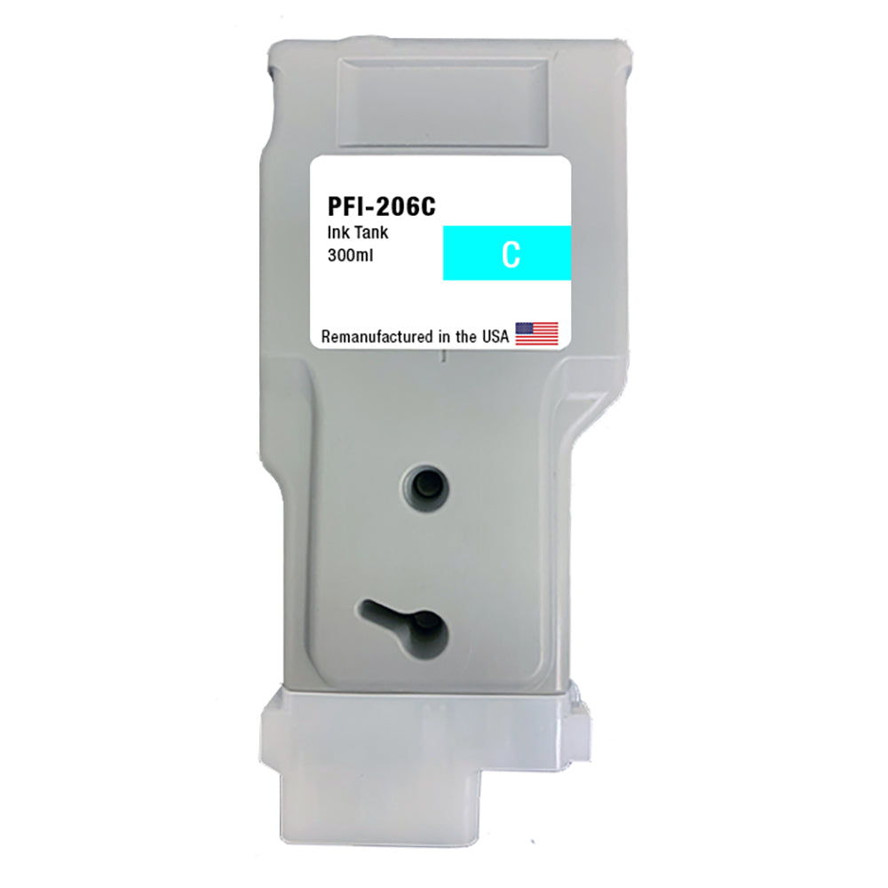 U.S. Remanufactured for Canon PFI-206C 300ml Cyan Ink Cartridge
