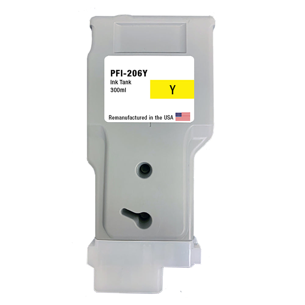 U.S. Remanufactured for Canon PFI-206Y 300ml Yellow Ink Cartridge