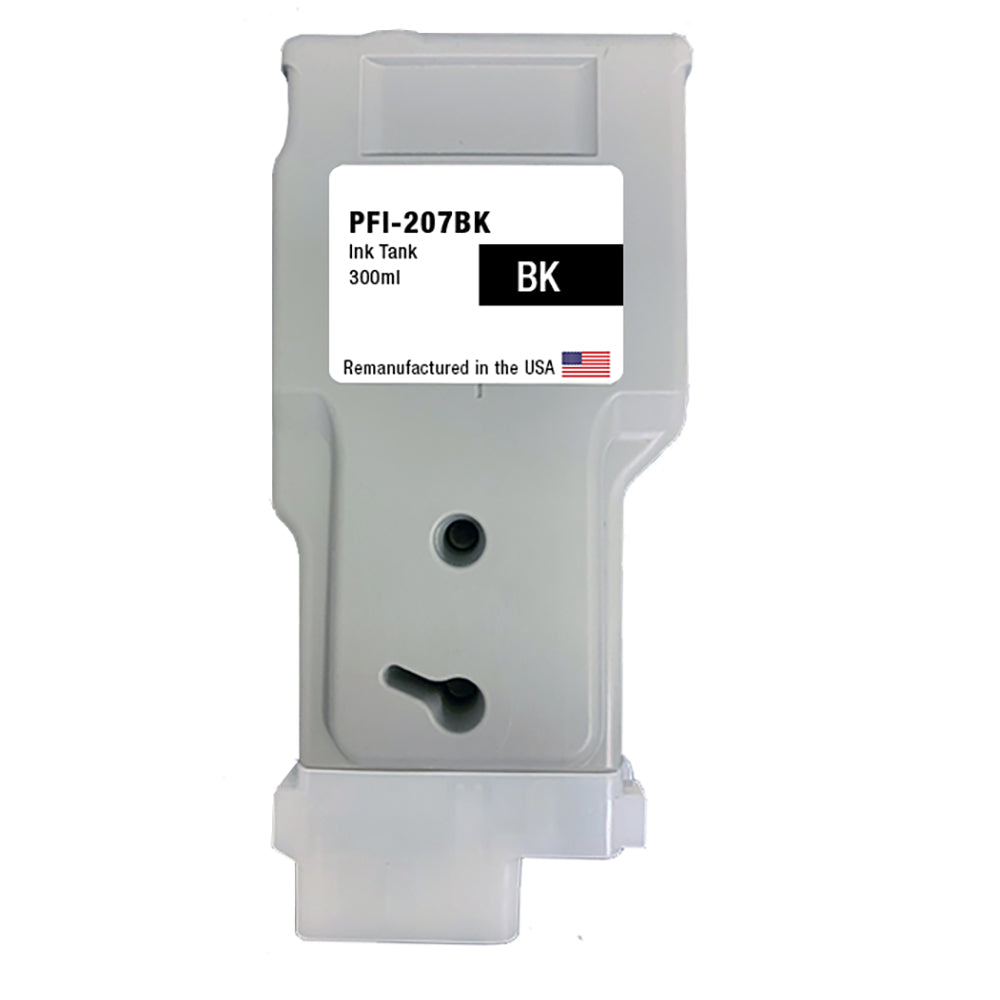 U.S. Remanufactured for Canon PFI-207BK 300ml Black Ink Cartridge