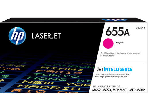 New, Pre-owned, Original HP 655A Standard Yield Magenta Toner Cartridge, CF453A