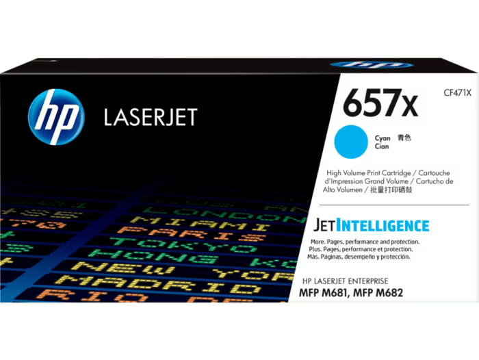 New, Pre-owned, Original HP 657X High Yield Cyan Toner Cartridge, CF471X