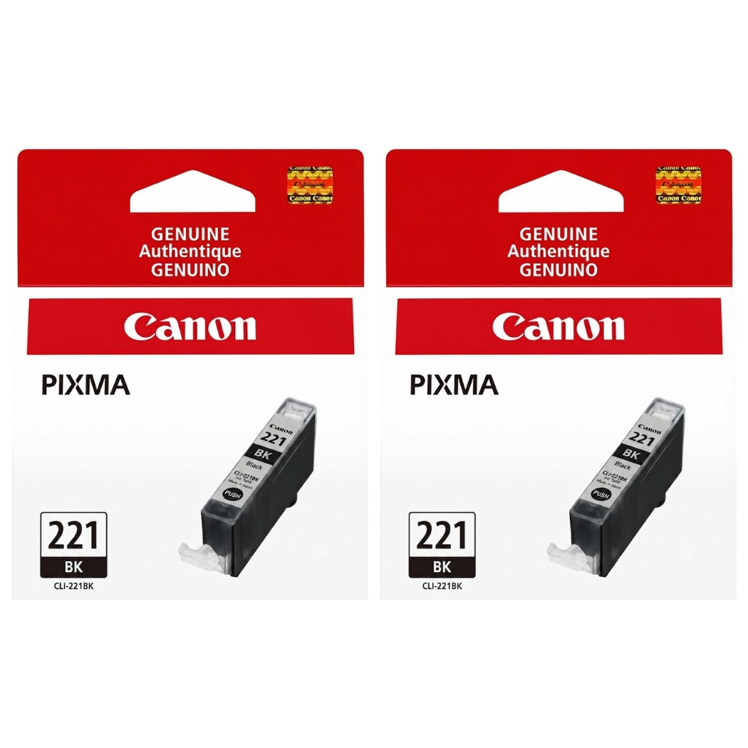 New, Pre-Owned - Canon CLI-221 Black Ink Cartridges- 2 Pack
