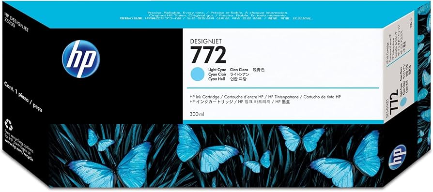 New, Pre-Owned - HP 772 300-ml Light Cyan DesignJet Ink Cartridge, CN632A