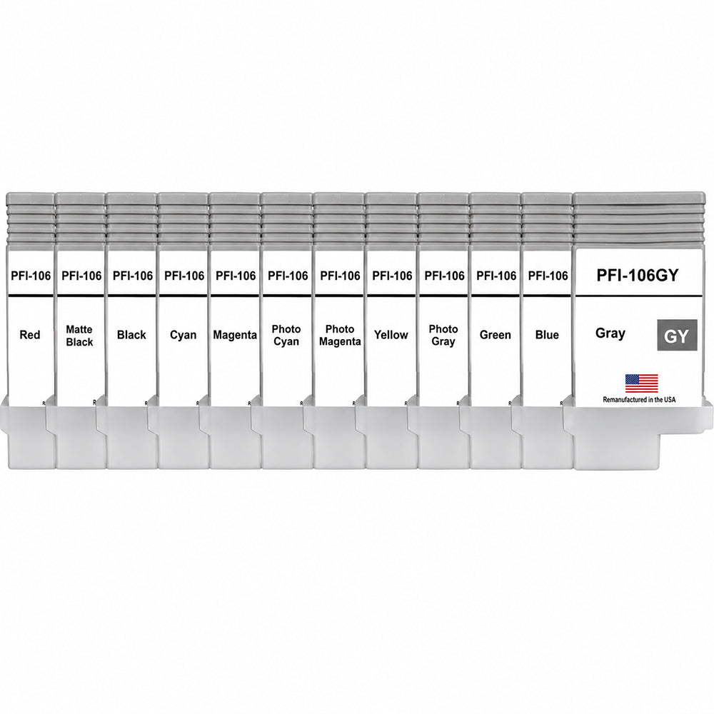 U.S. Remanufactured Ink Cartridges for Canon PFI-106 130mL 12-Pack