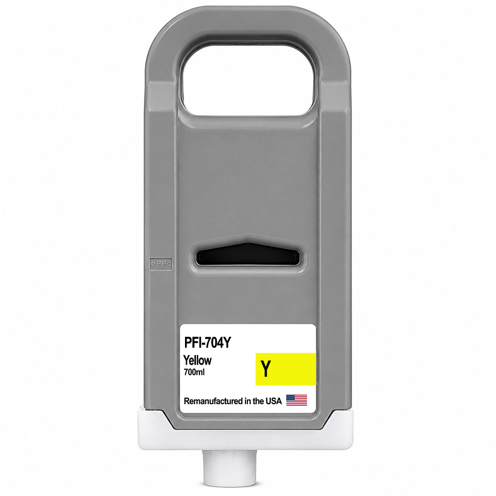 U.S. Remanufactured for Canon PFI-704Y 700ml Yellow Ink Cartridge