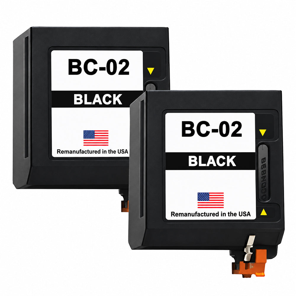 U.S. Remanufactured for Canon BC-02 Black Ink Cartridges Twin Pack