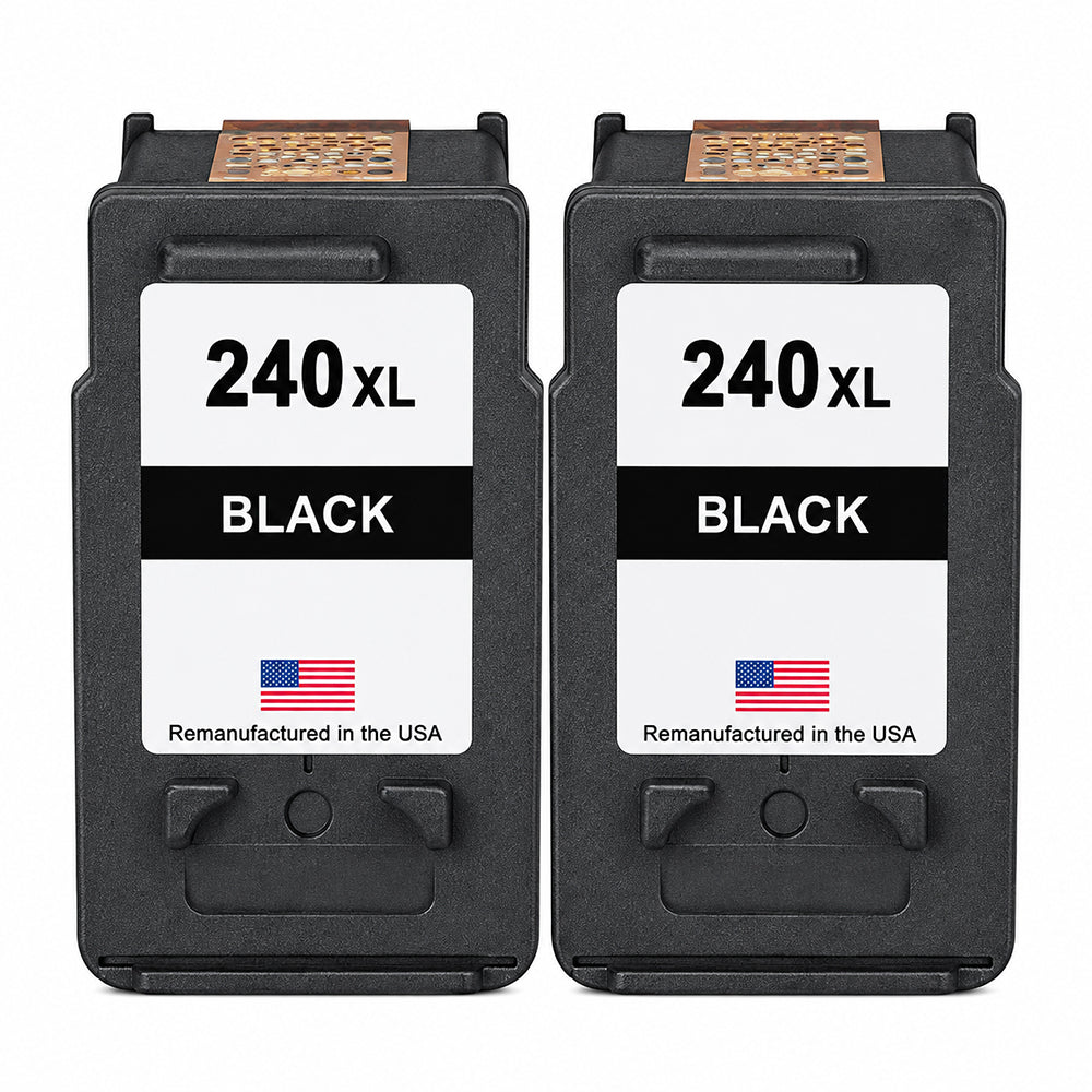 U.S. Remanufactured for Canon PG-240XL Black Twin Pack High Yield Ink Cartridges