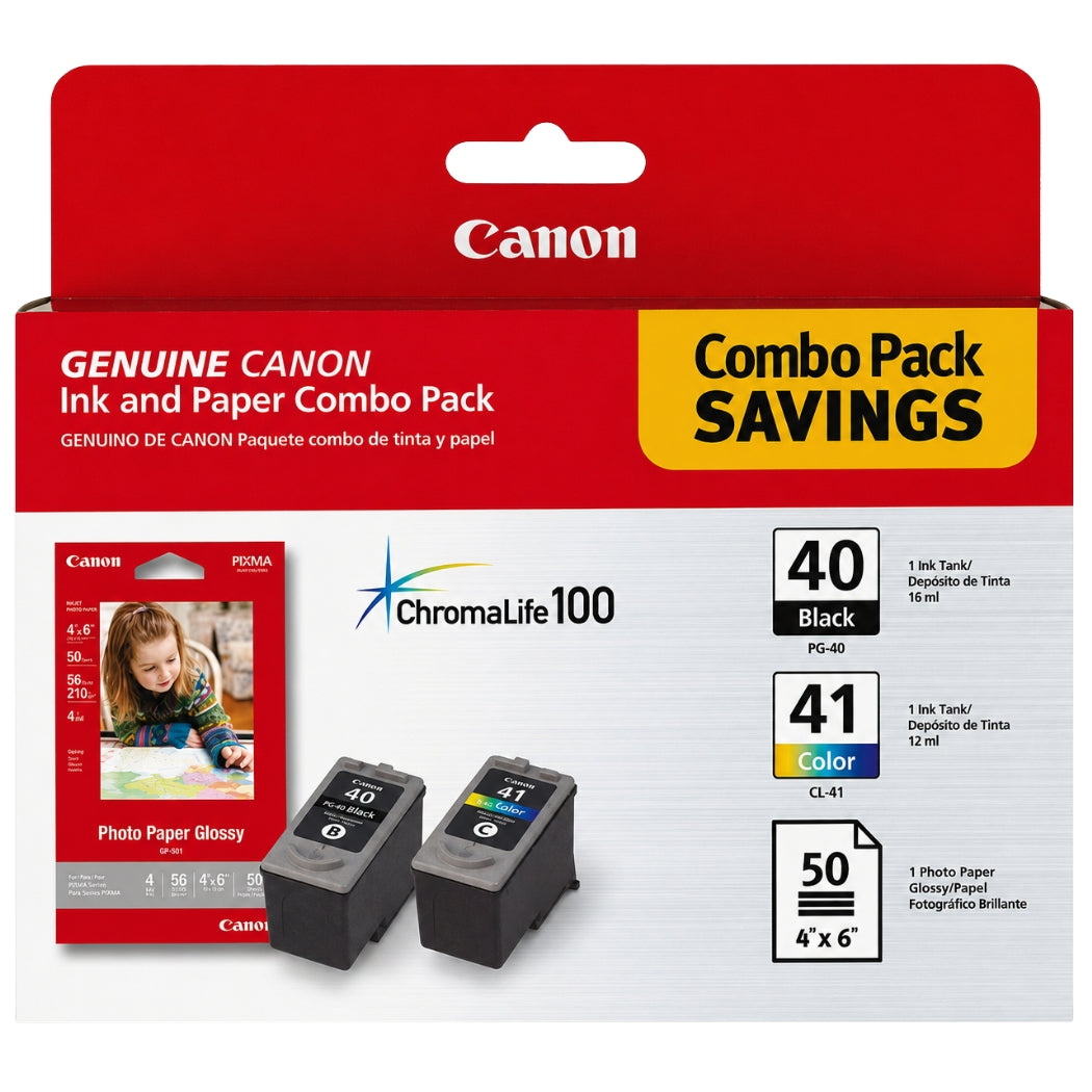 New, Pre-Owned - Canon PG-40 Black and Cl-41 Color Ink Cartridge, 0615B009