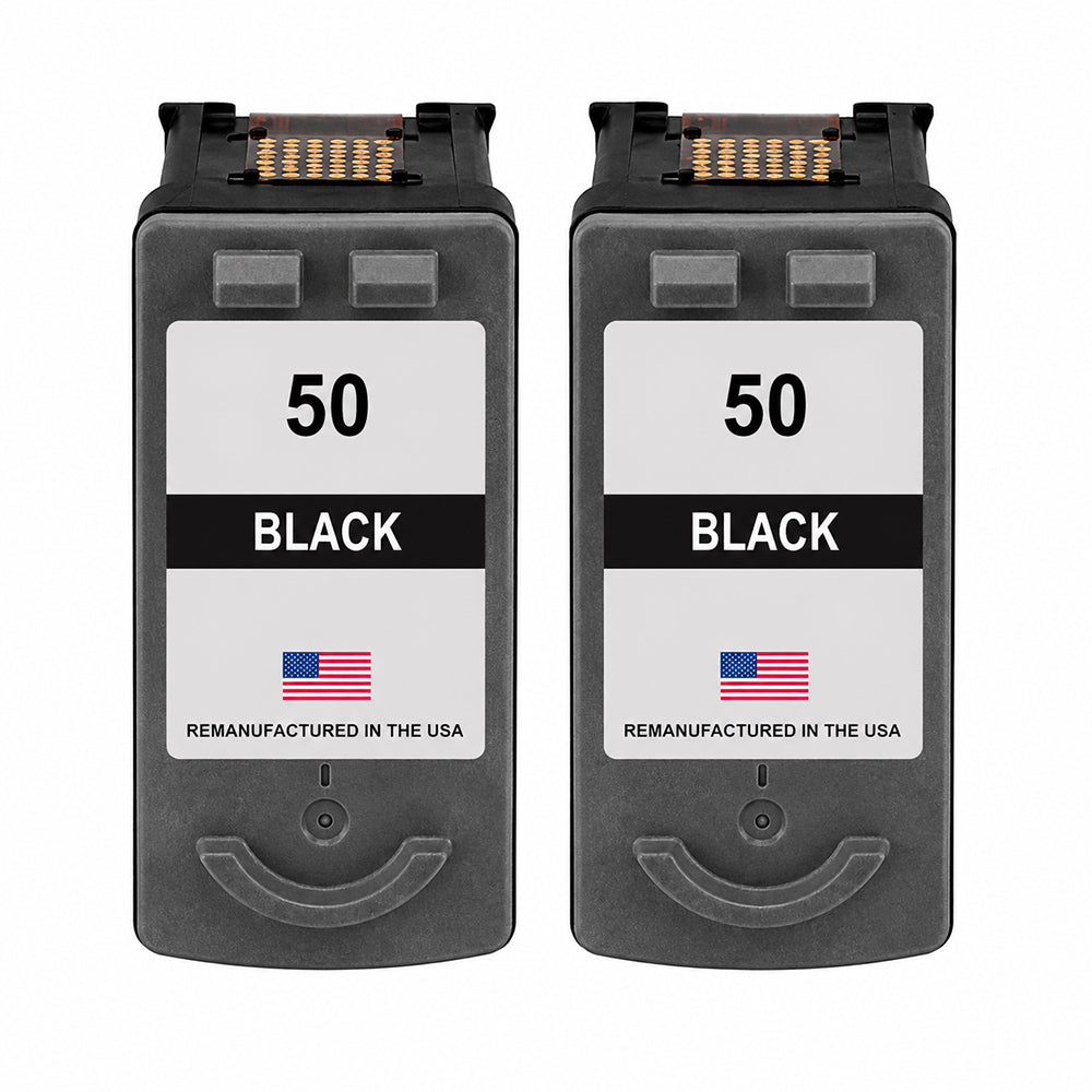 U.S. Remanufactured for Canon PG-50 Black Ink Cartridge Twin Pack
