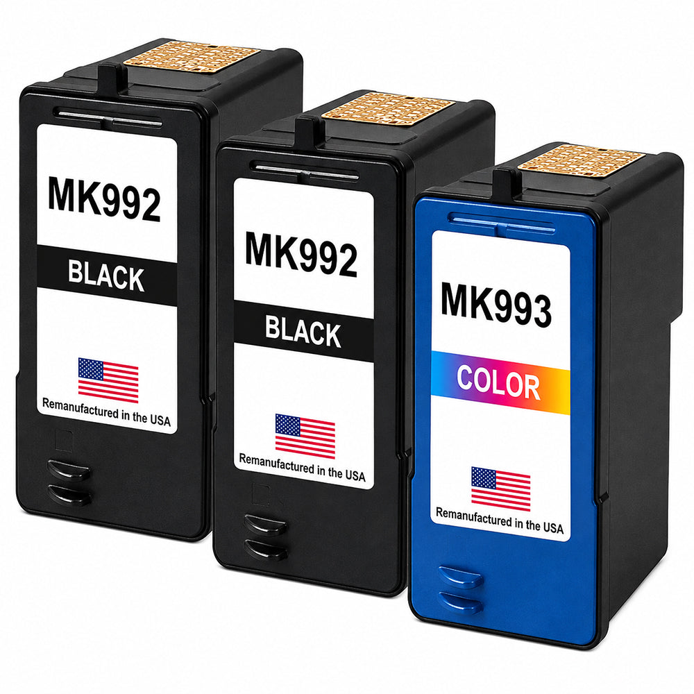 U.S. Remanufactured for Dell Series 9 MK992 2 Black / MK993 1 Color Ink Cartridges 3-Pack