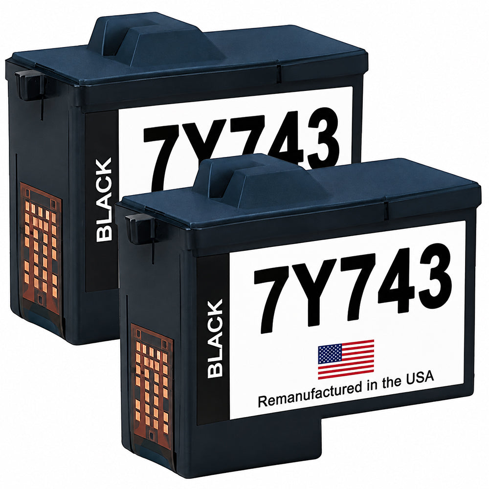 U.S. Remanufactured Ink Cartridges for Dell Series 2 7Y743 Black Twin Pack