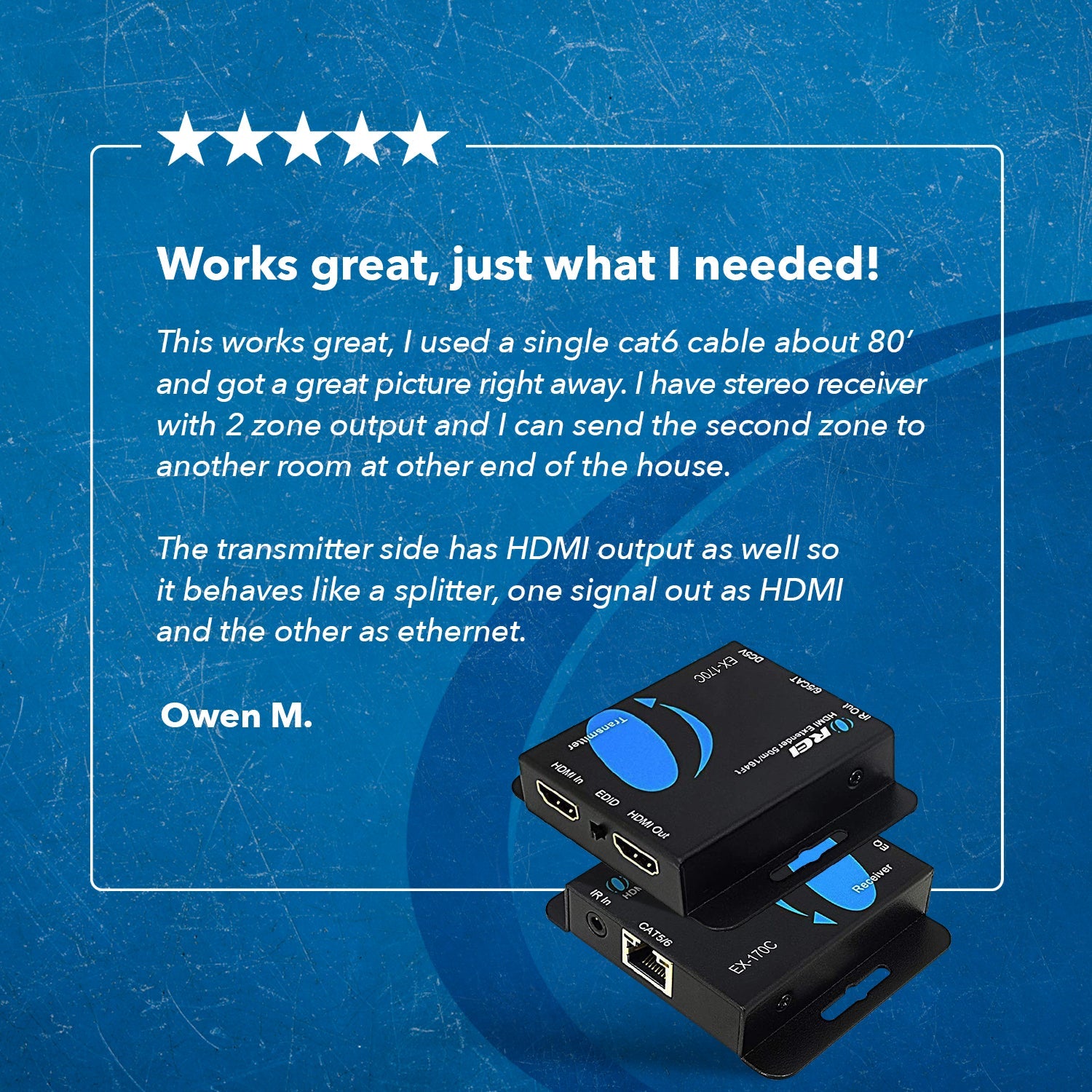 1080p HDMI™ Extender (Loop, IR) - 230ft (cat6)-EX-170C