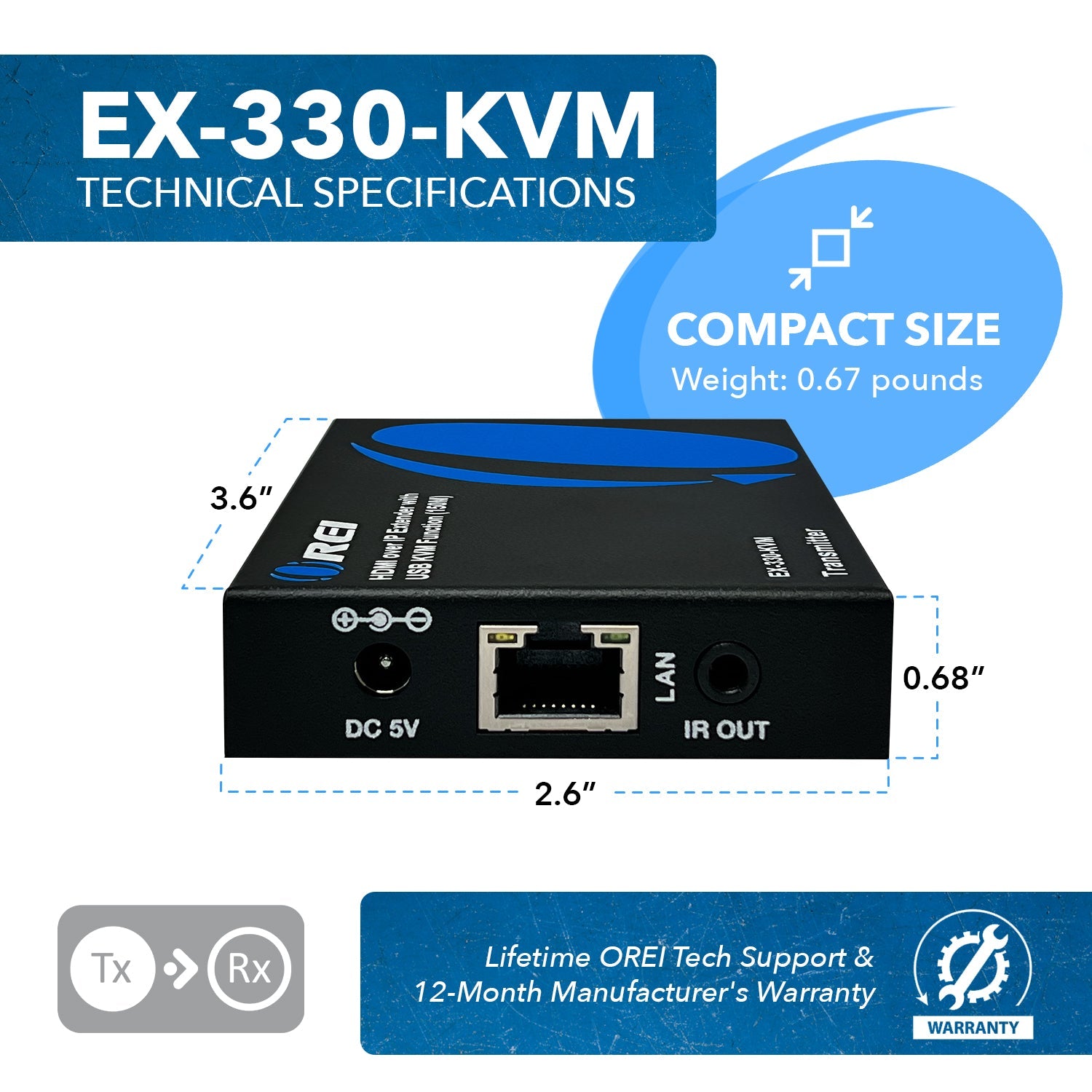 1080p  HDMI™ Extender (Over IP, KVM) - 500ft (cat6)-EX-330-KVM