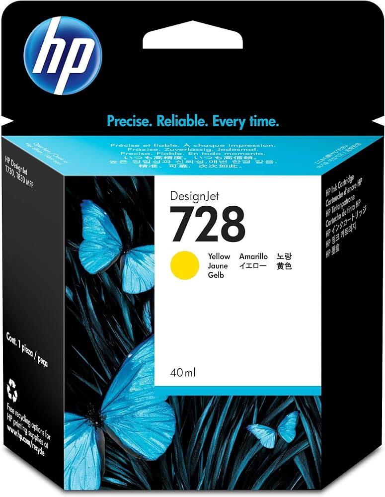 New, Pre-Owned - HP 728 High Yield Yellow Ink Cartridge, F9J61A