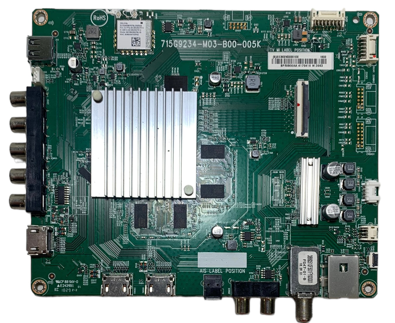 Vizio 756TXICB02K033 Main Board for E43-F1 (with LTMWWTLU Serial)