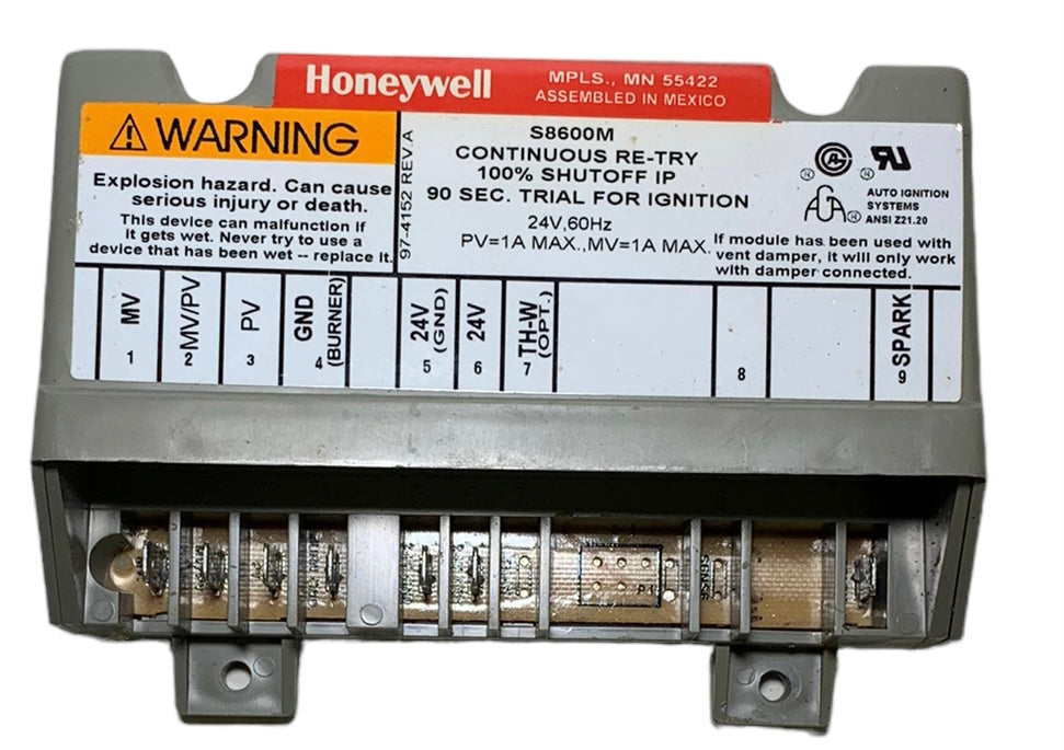 Honeywell S8600M Ignition Control Module Continues