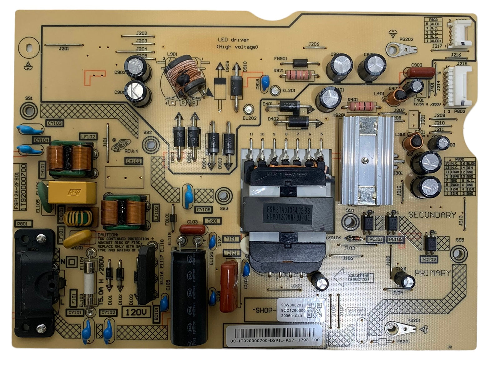 Toshiba 1T920000700 FSP126-2FS01 Power Supply Board