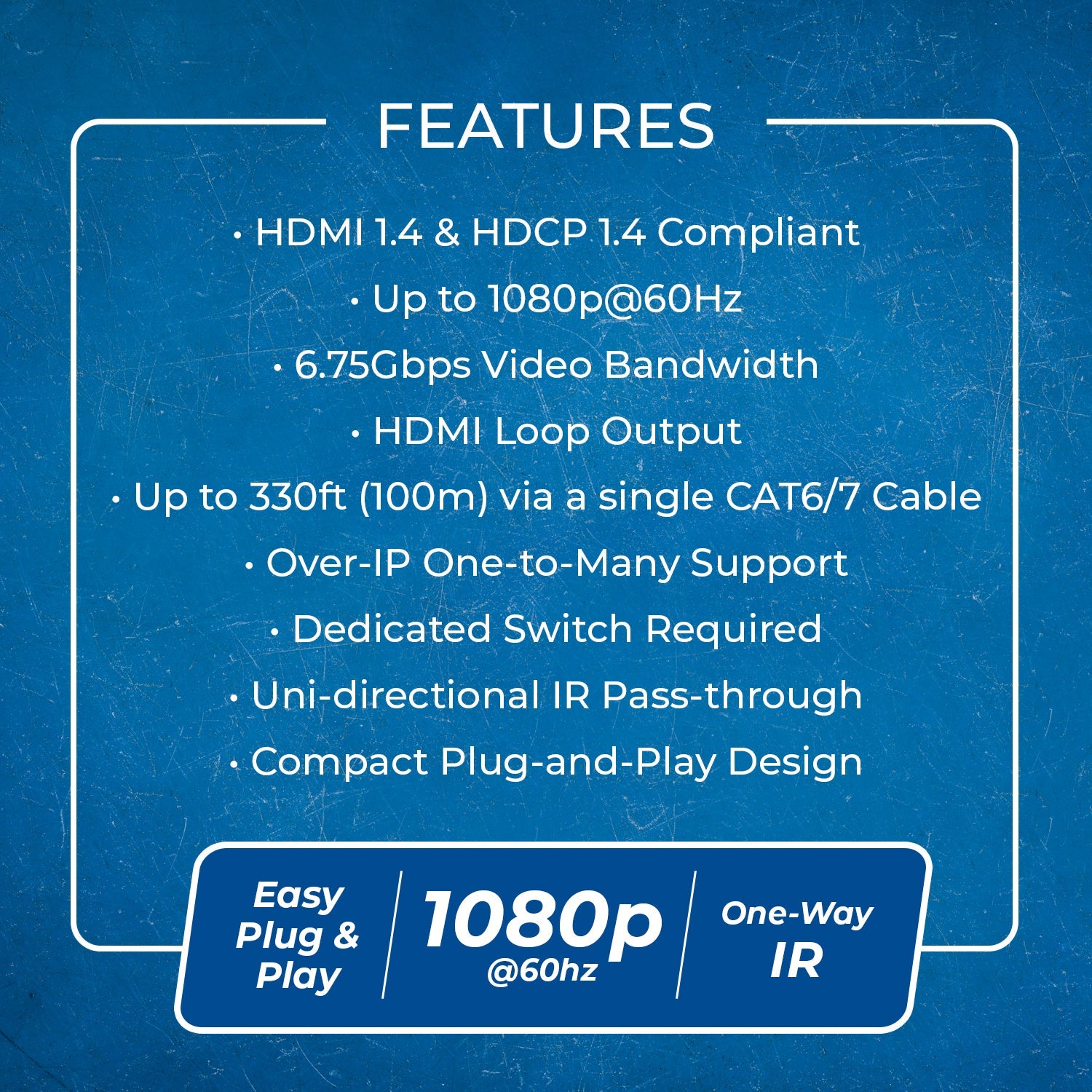 Receiver Only for HDMI Over IP Extender Full HD 1080P upto 330 ft (HD-EXM330-RX)